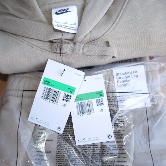 Nike Fleece 2 Piece Khaki Sweatsuit Tracksuit Matching Outfit NWT Beige/Tan NWT - Picture 15 of 16